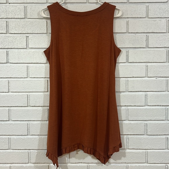LOGO by Lori Goldstein Burnt Orange Layers Sleeveless Top - Picture 6 of 6